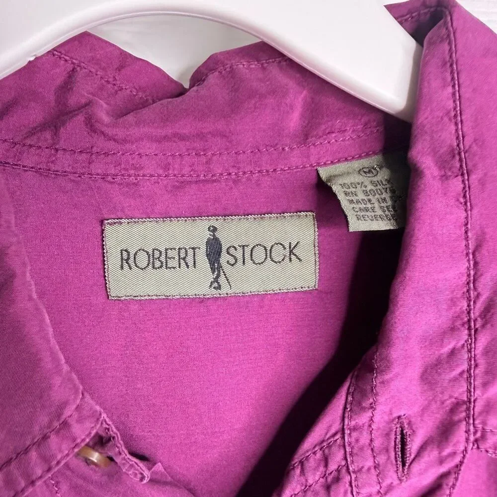 Robert Stock Men’s Burgundy Silk Button Down Shirt Size M